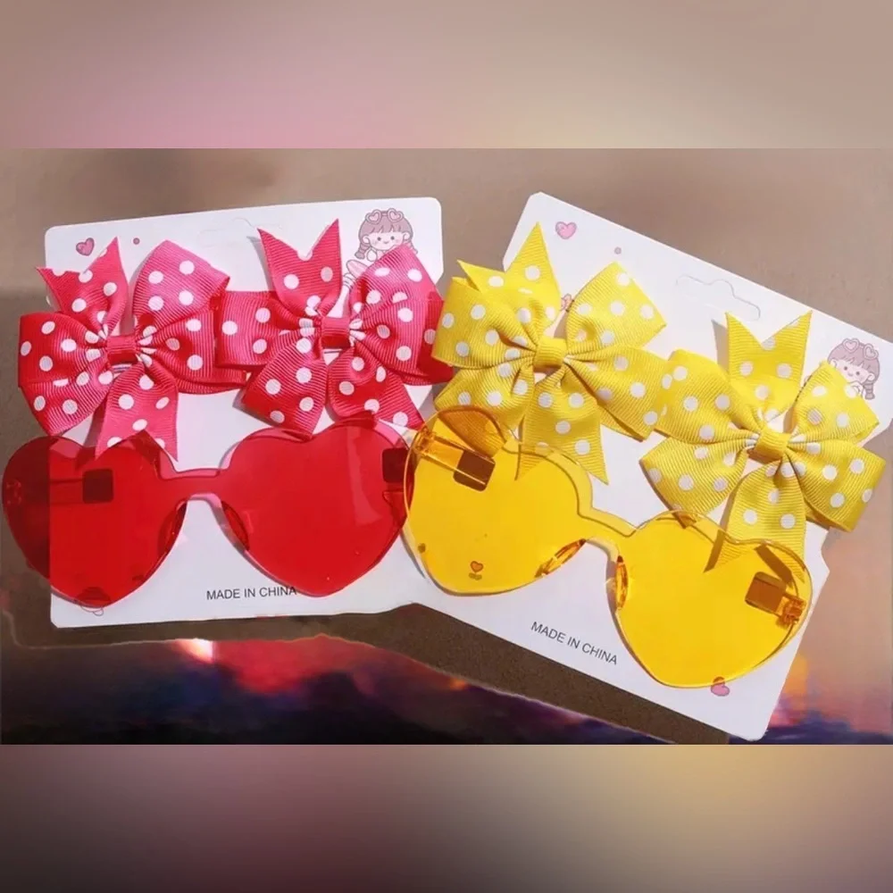 Heart-Shaped Sunglasses with Polka Dot Bows
